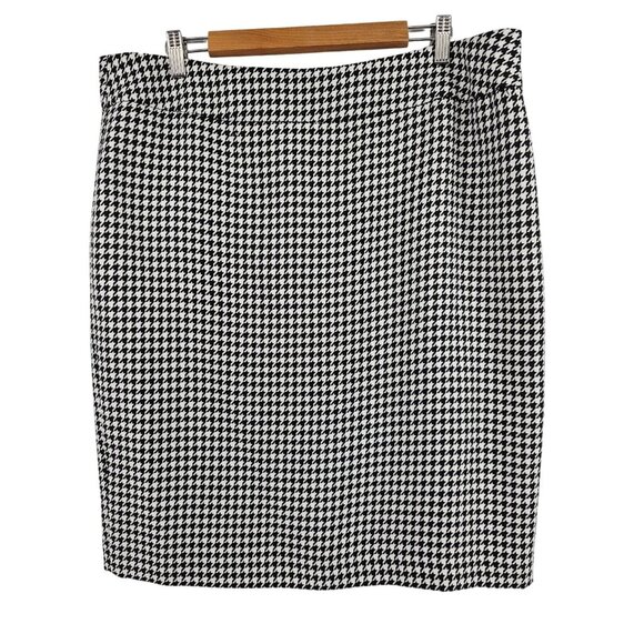 Kasper Womens Houndstooth Pencil Skirt Size 16 100% Polyester Black & White - Picture 1 of 7